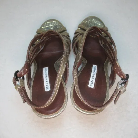 Vera Wang Lavender Label Metallic Platform Heels | 37.5 / US 7 - Picture 3 of 9